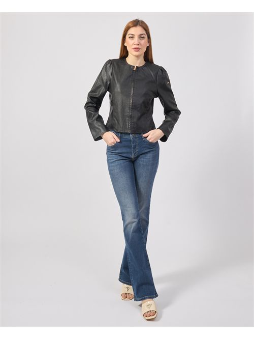 Yes Zee leather effect jacket with pleats on the back YES ZEE | J438-G1000801